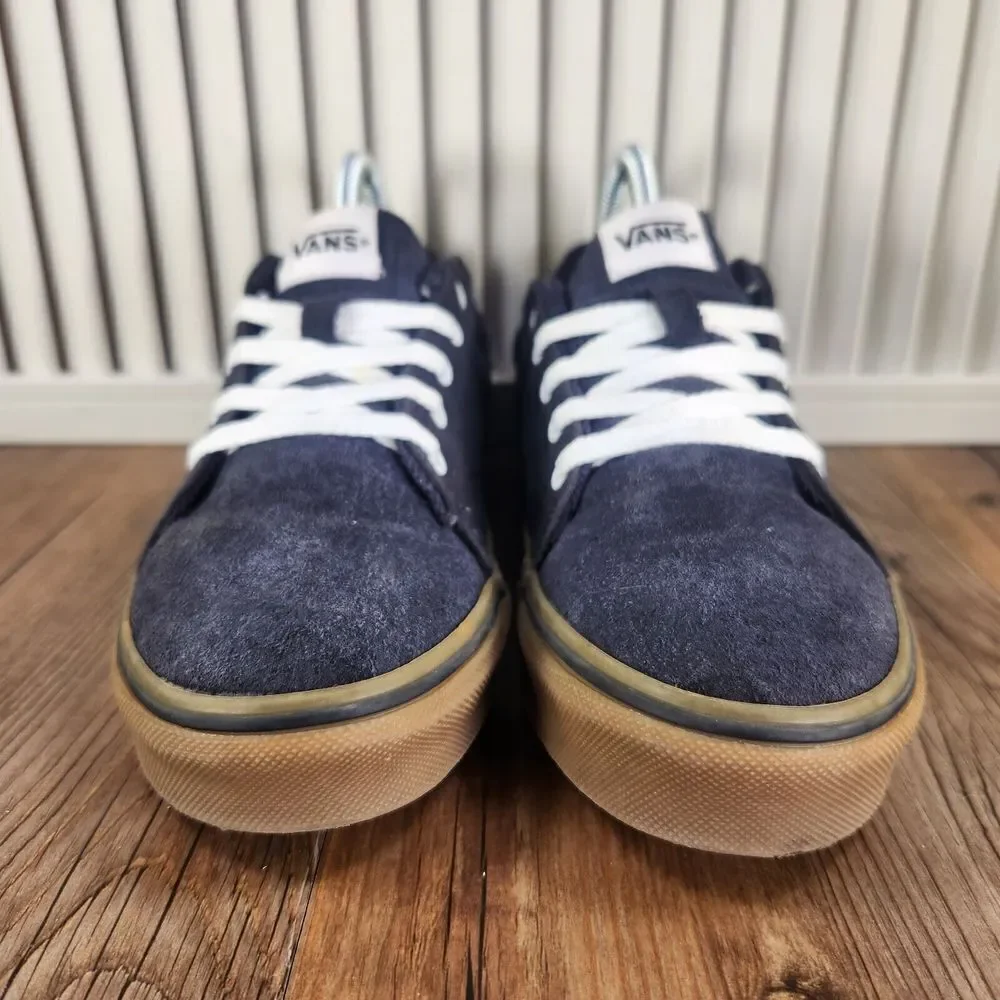 VANS Seldan Youth Sz 4 Navy Blue Suede Canvas Gum Sole Skate Low Sneakers Shoes